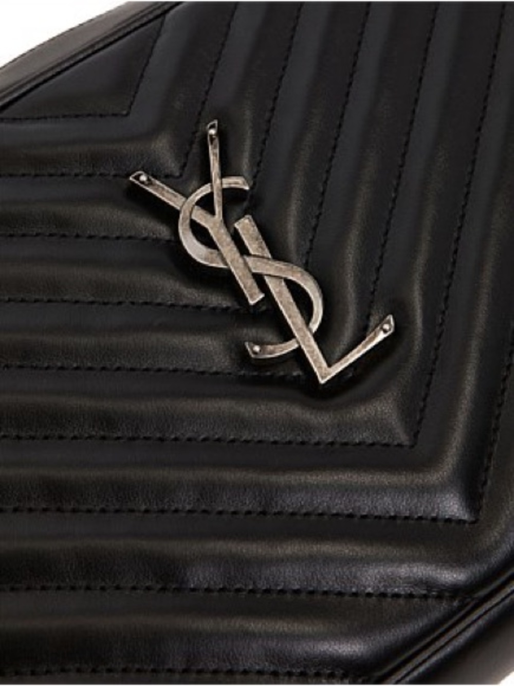 Saint Laurent Black Chevron Quilted Leather Crossbody Bag with Tassel silverlogo - Picture 10 of 16